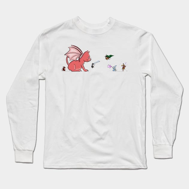 The Quest of the Red Dragoncat Long Sleeve T-Shirt by Phil Hughes